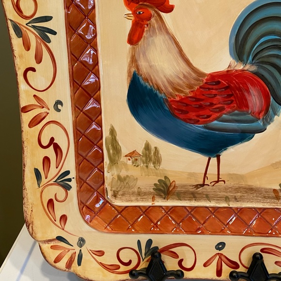 15 inch square Rooster platter. Certified international Pamela Gladding. New. - Picture 6 of 8